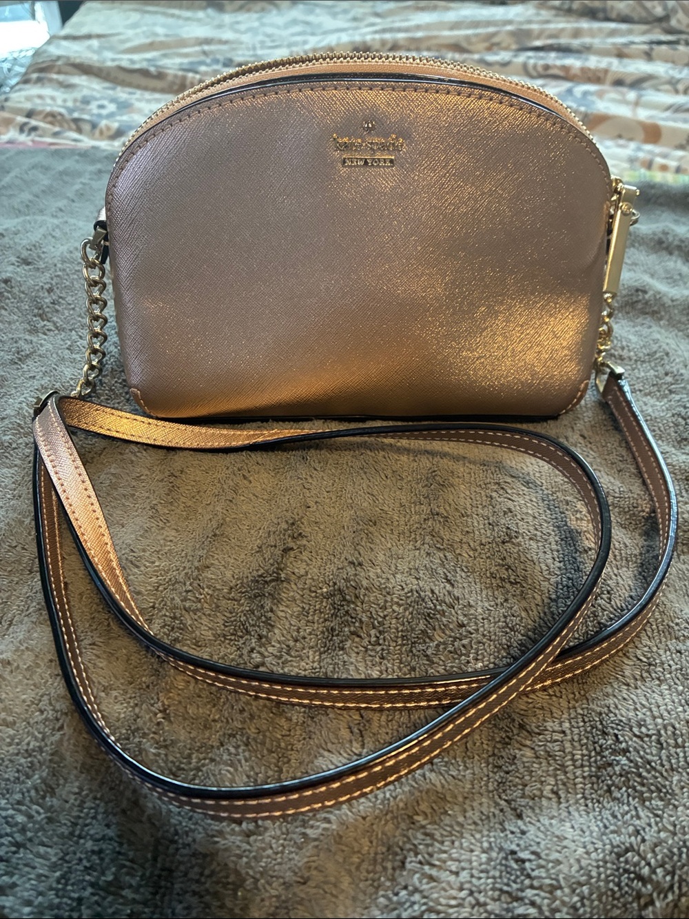 kate spade Metallic Rose Gold Crossbody Purse
